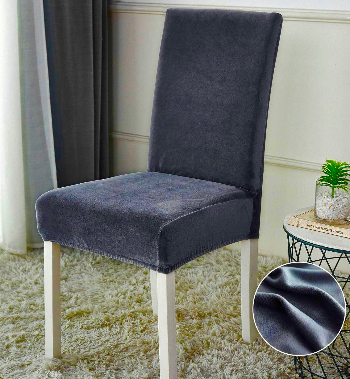Baršunaste navlake za stolice 6komada u pakiranju B2 antracit siva s notom plave