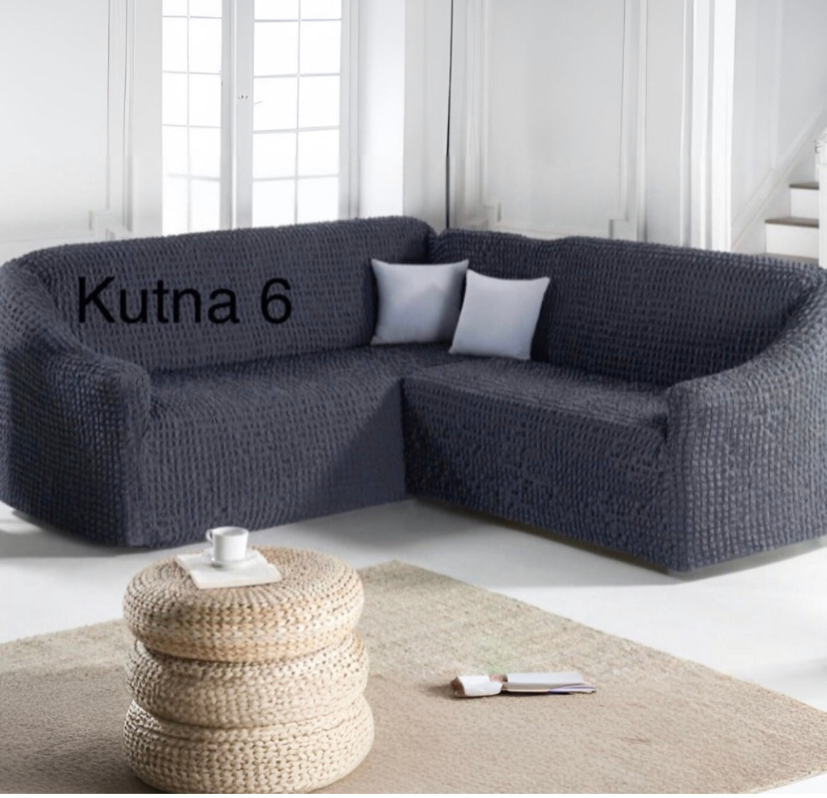 Navlaka za kutnu garnituru BEZ VOLANA (kutna6) antracit siva