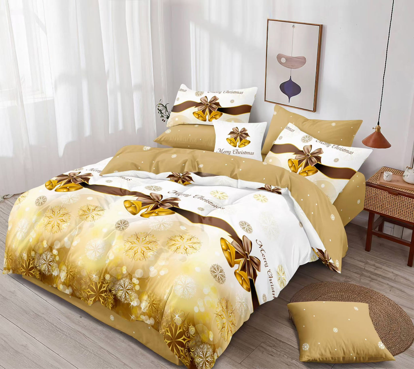 KOMPLET BOŽIĆNA POSTELJINA MAXI- komplet sadrži 1kom navlaka za poplun 200x220+2jastučnice 60x80+2jastučnice 50x50+ 1plahtu ravnu 220x240