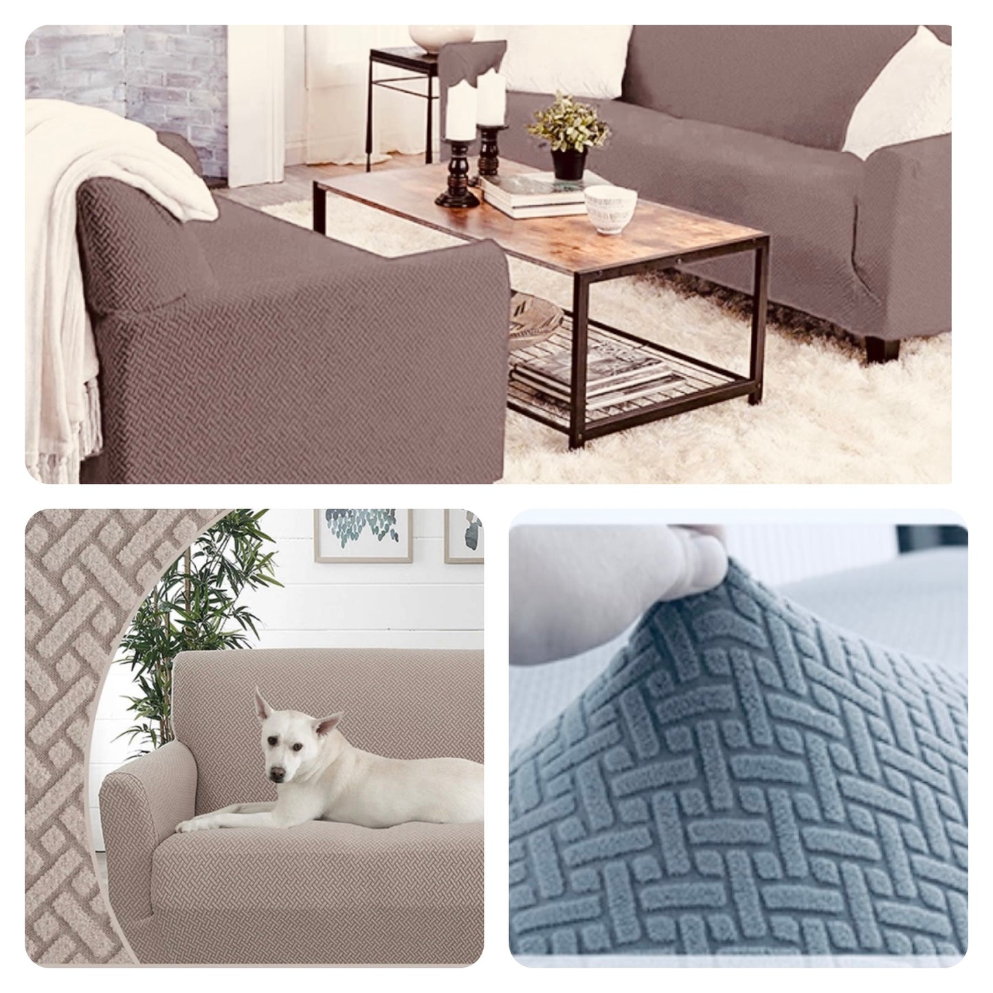 KOMPLET KVADRO NAVLAKE ZA TROSJED DVOSJED I FOTELJU 02 SVIJETLO SMEĐA