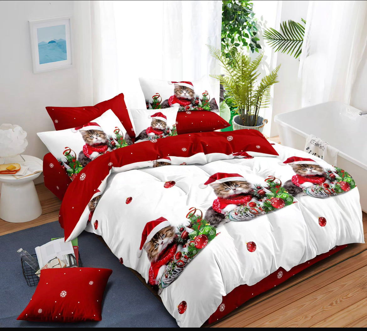 KOMPLET BOŽIĆNA POSTELJINA MINI- komplet sadrži 1kom  navlaka za poplun 140x200+1jastučnica 60x80 +1jastučnica 50x50