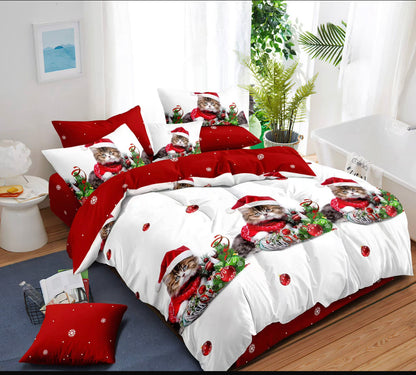 KOMPLET BOŽIĆNA POSTELJINA MINI- komplet sadrži 1kom  navlaka za poplun 140x200+1jastučnica 60x80 +1jastučnica 50x50