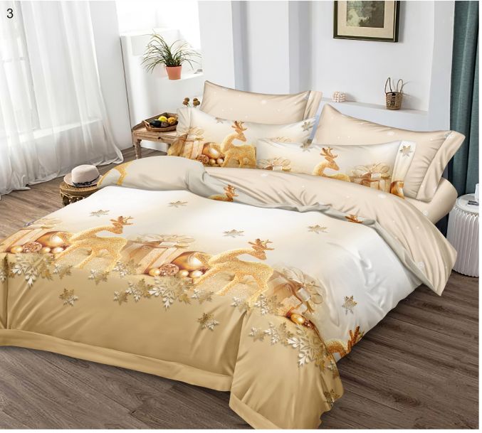 KOMPLET BOŽIĆNA POSTELJINA MAXI- komplet sadrži 1kom  navlaka za poplun 200x220+2jastučnice 60x80+2jastučnice 50x50+ 1plahtu ravnu 220x240