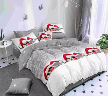 KOMPLET BOŽIĆNA POSTELJINA MAXI- komplet sadrži 1kom  navlaka za poplun 200x220+2jastučnice 60x80+2jastučnice 50x50+ 1plahtu ravnu 220x240