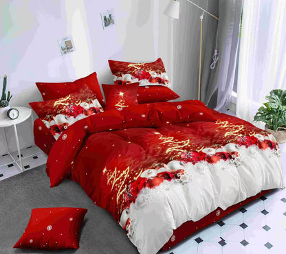KOMPLET BOŽIĆNA POSTELJINA MAXI- komplet sadrži 1kom  navlaka za poplun 200x220+2jastučnice 60x80+2jastučnice 50x50+ 1plahtu ravnu 220x240