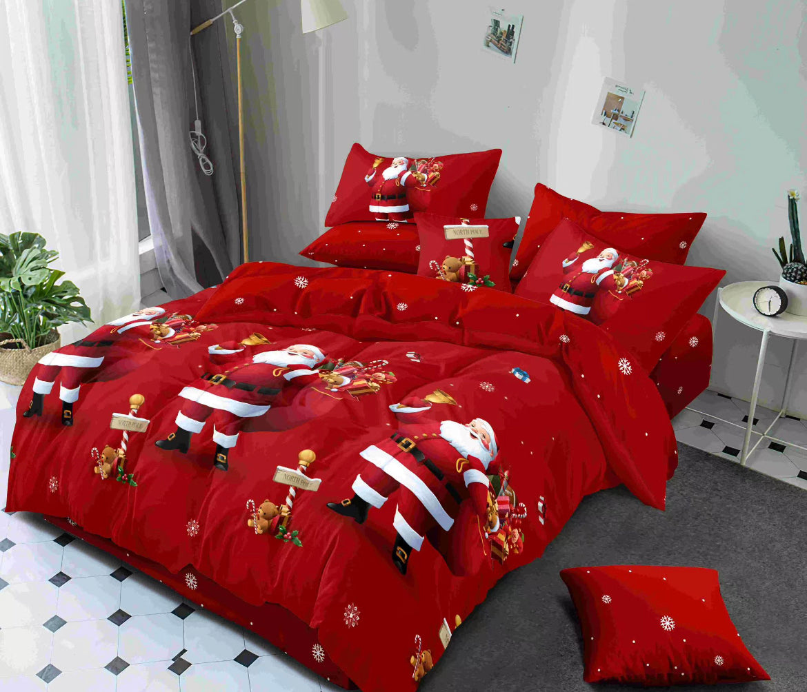 KOMPLET BOŽIĆNA POSTELJINA MINI- komplet sadrži 1kom  navlaka za poplun 140x200+1jastučnica 60x80 +1jastučnica 50x50