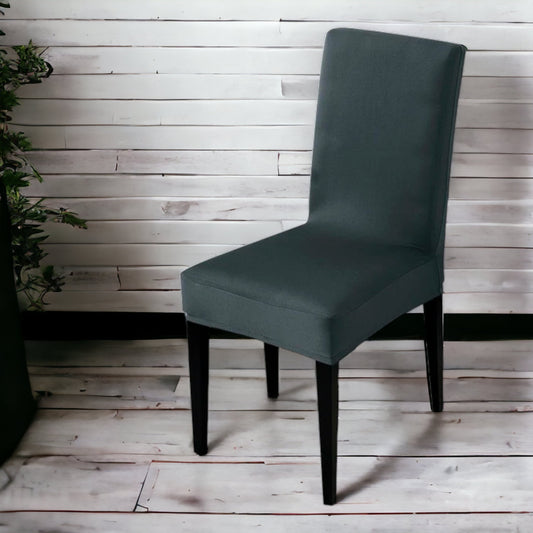 Rastezljive glatke navlake za stolice (513-tamno siva s notom plave)