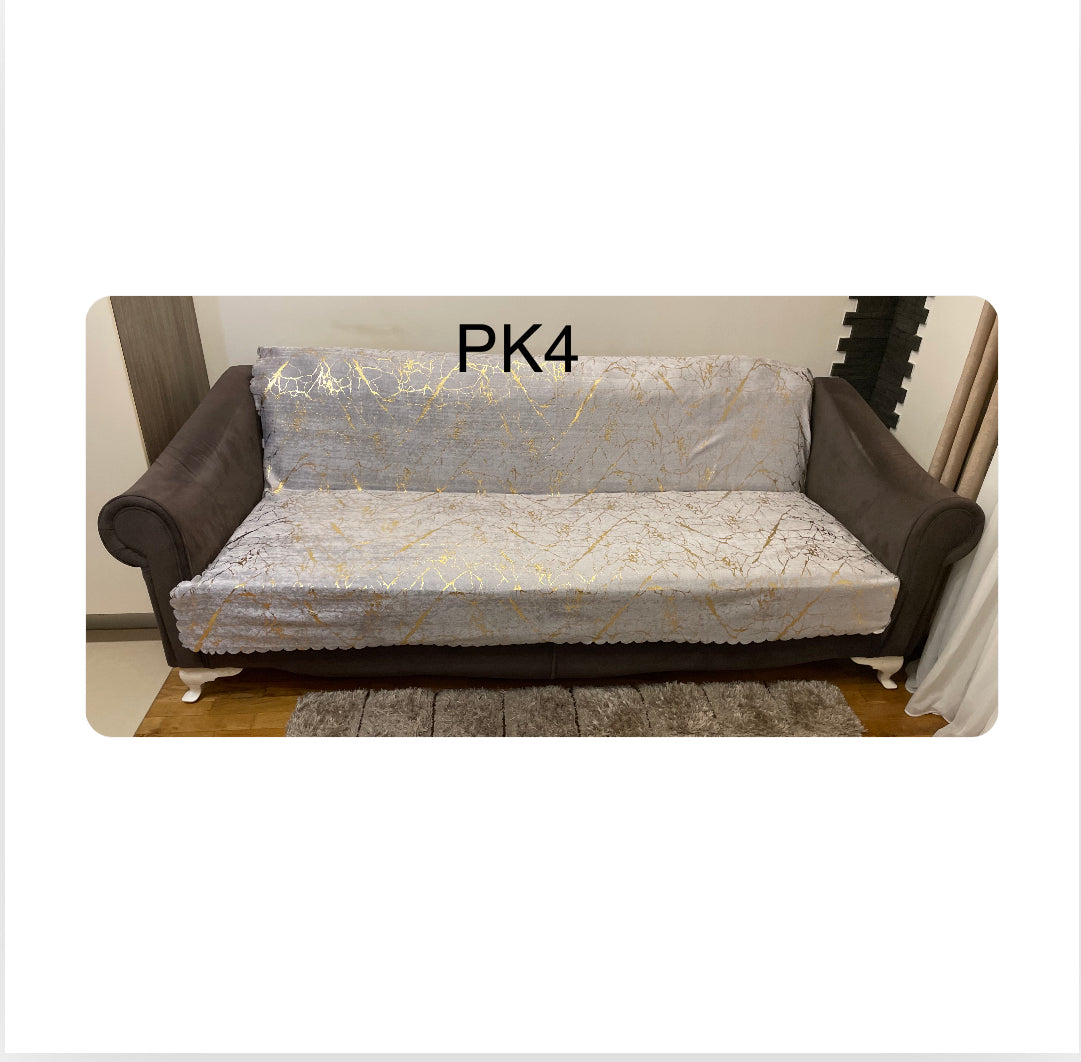 PREKRIVAČ ZA KAUČ160x220  (PK4) svijetlo siva podloga /zlatni uzorak